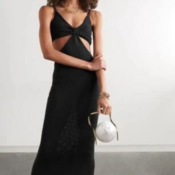 BLACK BODYCON CUT OUT SLPIT HEM MAXI DRESS - Picture 3 of 13